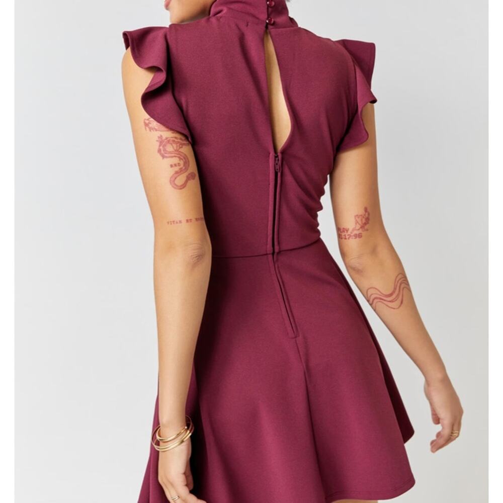 Phyllis High Neck Ruffle Sleeve Flare Dress IX - Picture 2 of 3